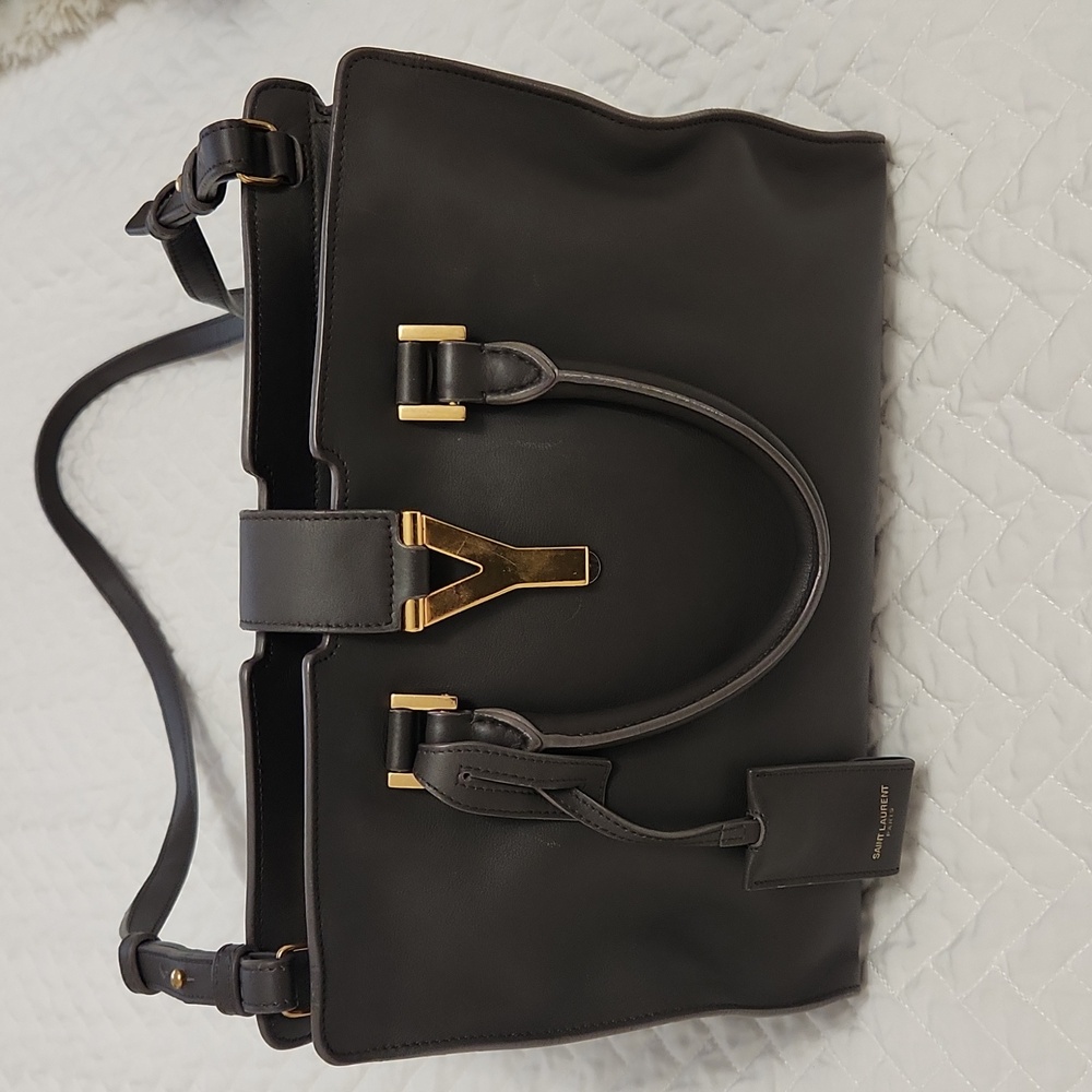 Authentic Saint Laurent YSL Gray Cabas Bag Purse